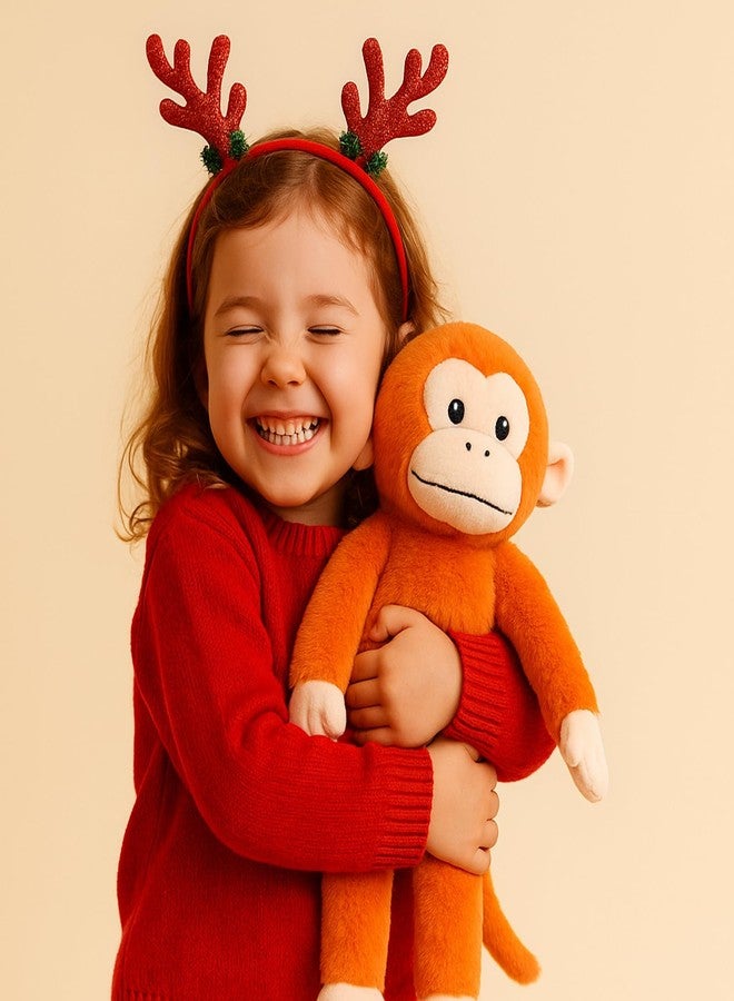 WEIGEDU Soft Orange Monkey Plush Toy - Cuddly Stuffed Animal for Kids, Cute and Huggable Plushie, Classic Design, 23 inches - Image 3